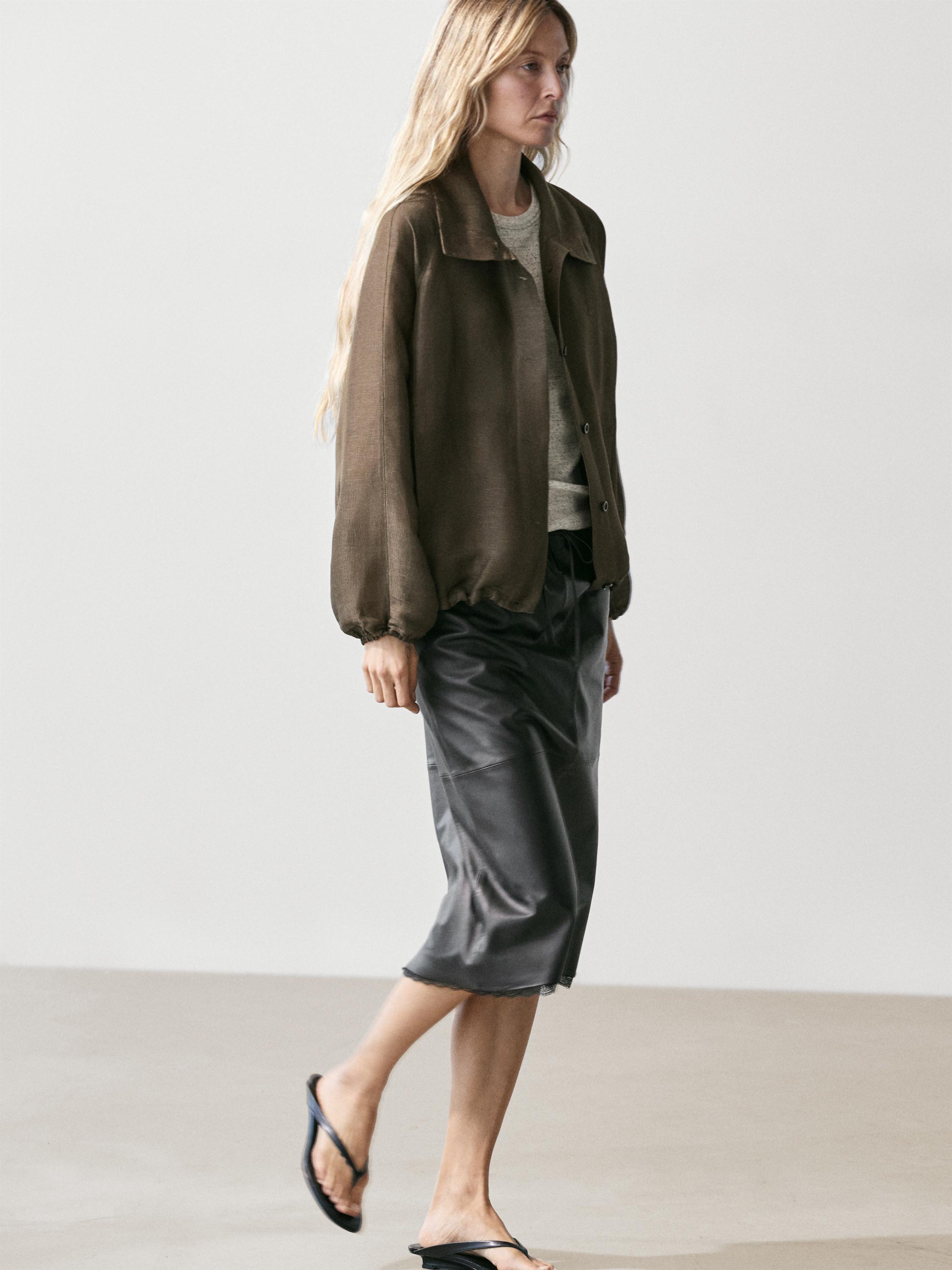 Veste bomber en lin et soie